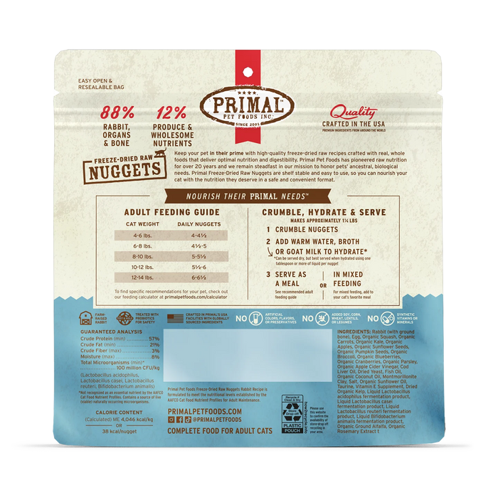 Primal | Rabbit Freeze-Dried Cat Food 14 oz