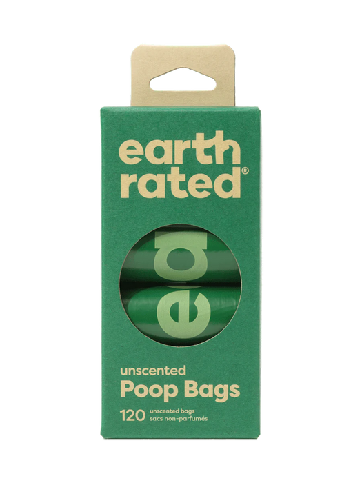 Earth Rated | Unscented Poop Bags - 8 Roll Pack (120 bags)