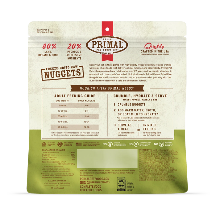 Primal | Lamb Freeze-Dried Dog Food 14 oz