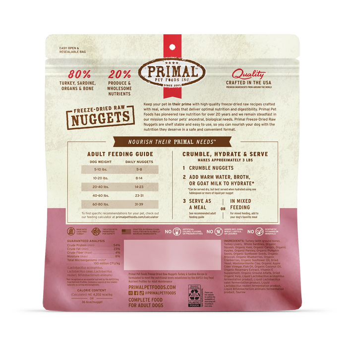 Primal | Turkey & Sardine Freeze-Dried Dog Food