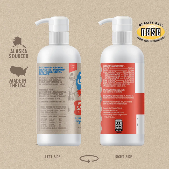 Grizzly Pet Products | Wild Alaskan Salmon Oil Plus Supplement Omegas 3-6-9