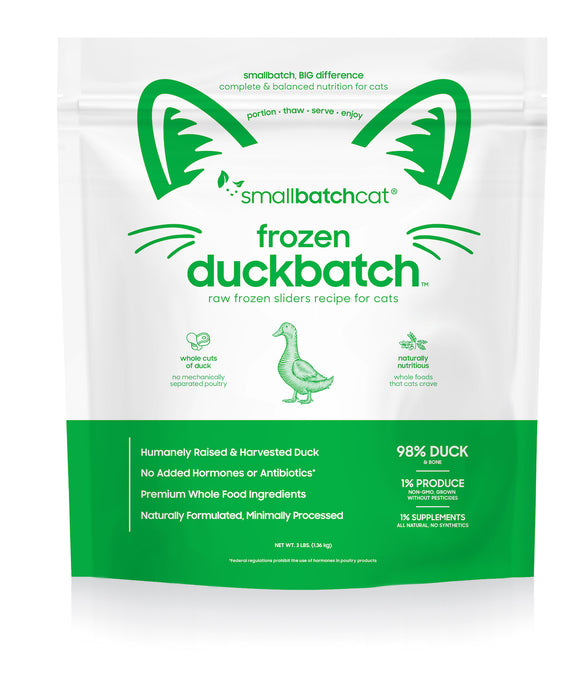 Small Batch | Frozen Raw Cat Sliders Duck Batch 3 lb