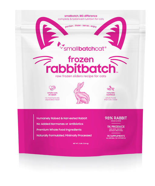 Small Batch | Frozen Raw Cat Sliders Rabbit Batch 3 lb