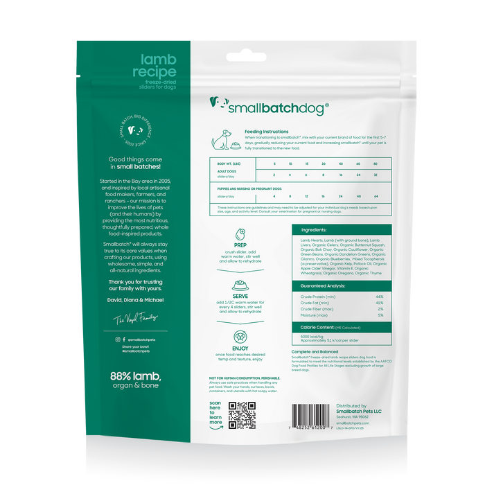 Small Batch | Lamb Batch Freeze-Dried Dog Food Sliders 14 oz