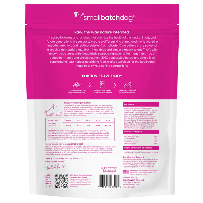 Small Batch | Frozen Rabbit Batch Raw Dog Food
