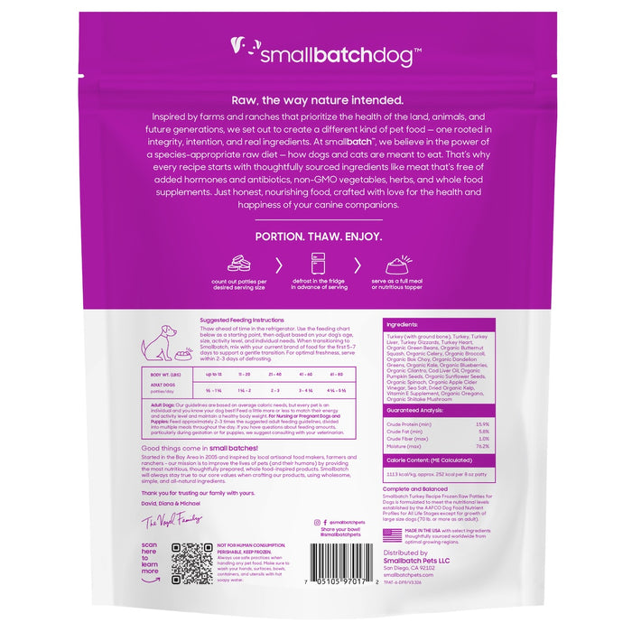 Small Batch | Frozen Turkey Batch Raw Dog Food