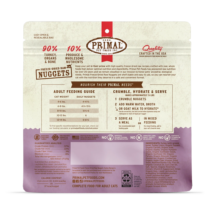 Primal | Turkey Freeze-Dried Cat Food 14 oz