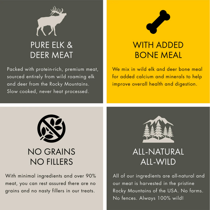 Mountain Wild | Wild Deer & Elk Jerky Training Treats 4oz