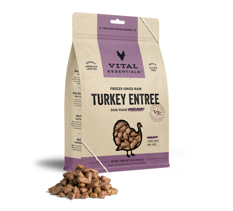 Vital Essentials | Turkey Nibs Freeze-Dried Dog Food 14 oz