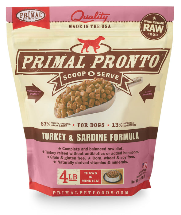 Primal | Pronto Frozen Raw Scoop & Serve Turkey & Sardine Formula 4 lb