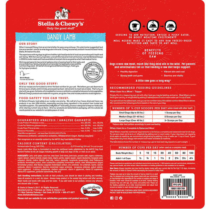 Stella & Chewy's | Dandy Lamb Meal Mixers Freeze-Dried Dog Food