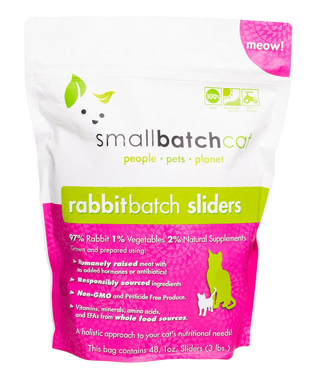 Small Batch | Frozen Raw Cat Sliders Rabbit Batch 3 lb