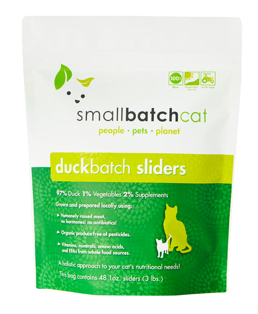 Small Batch | Frozen Raw Cat Sliders Duck Batch 3 lb