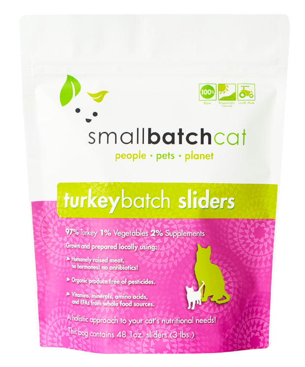 Small Batch | Frozen Raw Cat Sliders Turkey Batch 3 lb