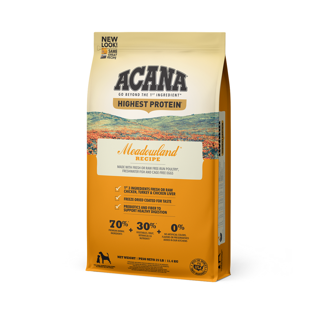 Acana meadowland 2025 dog food ingredients