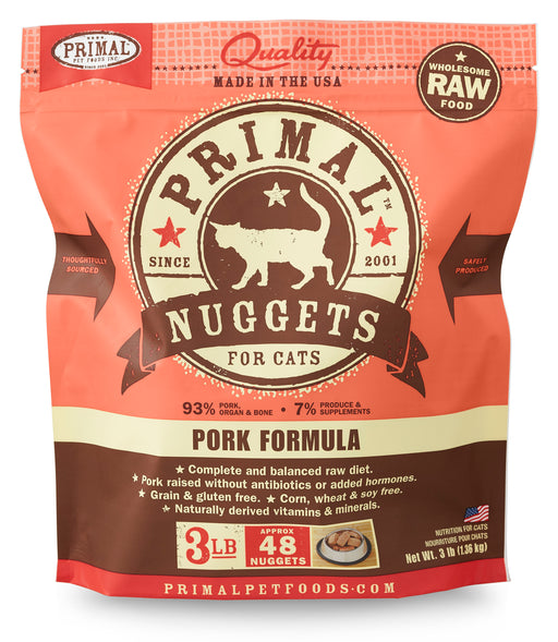 Primal | Pork Frozen Nuggets Raw Cat Food 3 lb