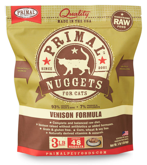 Primal | Venison Frozen Nuggets Raw Cat Food 3 lb