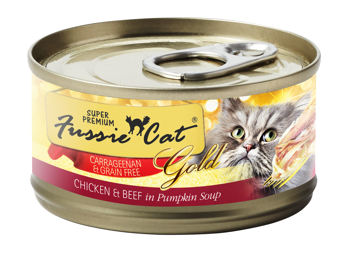 Fussie Cat Chicken Beef in Pumpkin Soup Canned Cat Food 2.8 oz