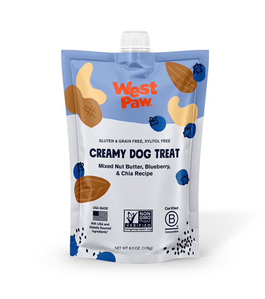 West Paw | Creamy Dog Treat Mixed Nut Butter, Blueberry, & Chia