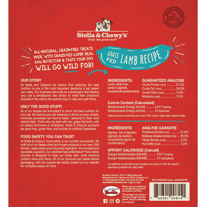 Stella & Chewy's | Grass-Fed Lamb Wild Weenies Freeze-Dried Dog Treats 3.25 oz