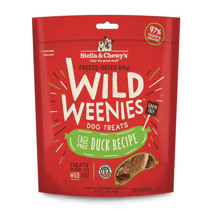Stella & Chewy's | Cage-Free Duck Wild Weenies Freeze-Dried Dog Treats 3.25 oz