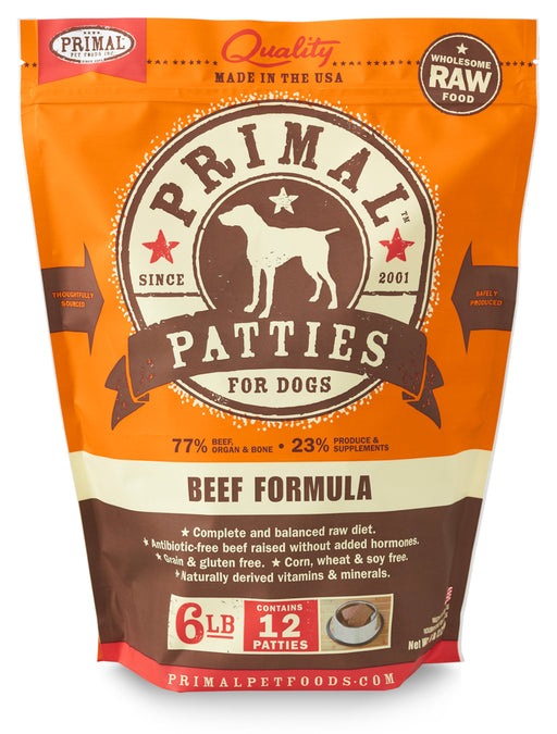 Primal | Frozen Raw Patties Beef Formula 6 lb